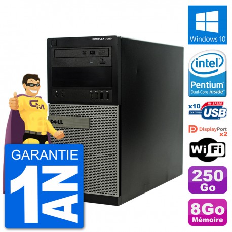 PC Tour Dell 7020 Intel Pentium G3220 RAM 8Go Disque Dur 250Go Windows 11 Wifi