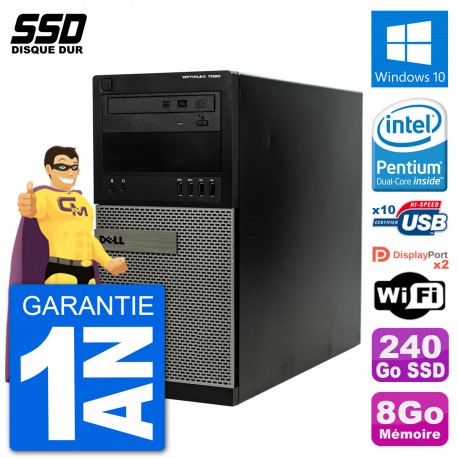 PC Tour Dell 7020 Intel Pentium G3220 RAM 8Go SSD 240Go Windows 10 Wifi