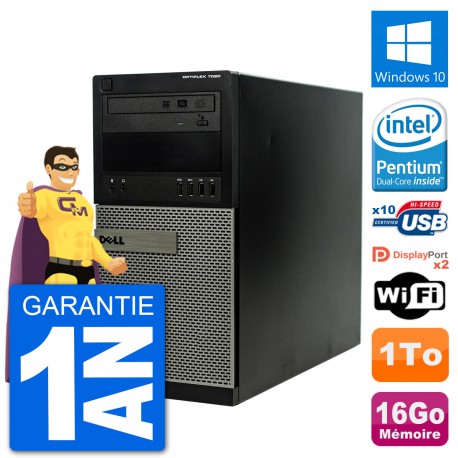 PC Tour Dell 7020 Intel Pentium G3220 RAM 16Go Disque Dur 1To Windows 10 Wifi