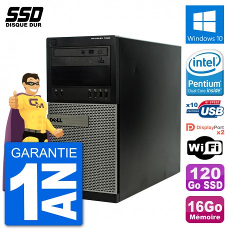 PC Tour Dell 7020 Intel Pentium G3220 RAM 16Go SSD 120Go Windows 10 Wifi