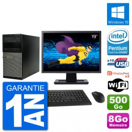 PC Tour Dell 7020 Ecran 19" Intel G3220 RAM 8Go Disque 500Go Windows 10 Wifi