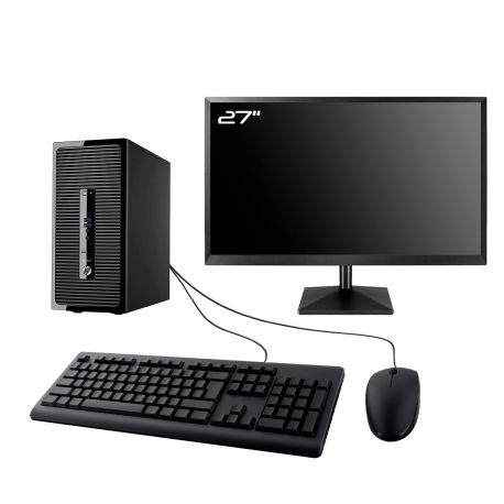 PC HP ProDesk 400 G3 MT Ecran 27" Intel I3-6100 RAM 16Go SSD 250Go Wifi W11