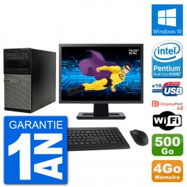 PC Tour Dell 7020 Ecran 22" Intel G3220 RAM 4Go Disque 500Go Windows 10 Wifi