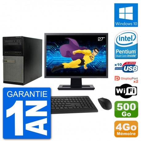 PC Tour Dell 7020 Ecran 27" Intel G3220 RAM 4Go Disque 500Go Windows 10 Wifi