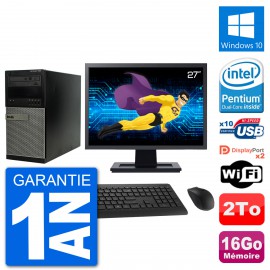PC Tour Dell 7020 Ecran 27" Intel G3220 RAM 16Go Disque 2To Windows 10 Wifi