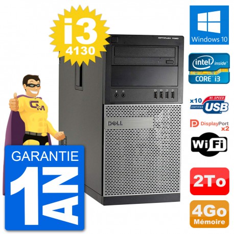 PC Tour Dell 7020 Intel Core i3-4130 RAM 4Go Disque Dur 2To Windows 10 Wifi