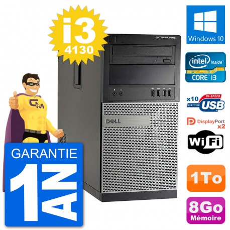 PC Tour Dell 7020 Intel Core i3-4130 RAM 8Go Disque Dur 1To Windows 10 Wifi