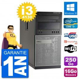 PC Tour Dell 7020 Intel Core i3-4130 RAM 16Go Disque Dur 250Go Windows 10 Wifi