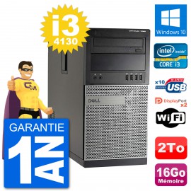 PC Tour Dell 7020 Intel Core i3-4130 RAM 16Go Disque Dur 2To Windows 10 Wifi