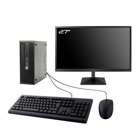 PC HP ProDesk 400 G2.5 SFF Ecran 27" Intel I7-4770T RAM 8Go SSD 4To Wifi W11