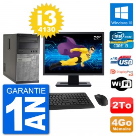 PC Tour Dell 7020 Ecran 22" Intel i3-4130 RAM 4Go Disque 2To Windows 10 Wifi