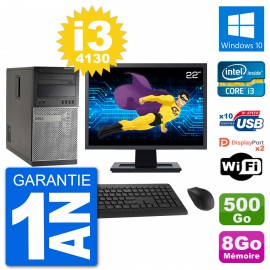 PC Tour Dell 7020 Ecran 22" Intel i3-4130 RAM 8Go Disque 500Go Windows 10 Wifi