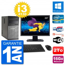 PC Tour Dell 7020 Ecran 22" Intel i3-4130 RAM 16Go Disque 2To Windows 10 Wifi
