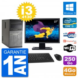 PC Tour Dell 7020 Ecran 27" Intel i3-4130 RAM 4Go Disque 250Go Windows 10 Wifi