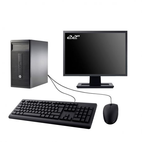 PC HP 280 G1 MT Ecran 22" Intel I5-4430 RAM 16Go SSD 1To Wifi W11