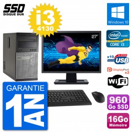PC Tour Dell 7020 Ecran 27" Intel i3-4130 RAM 16Go SSD 960Go Windows 10 Wifi