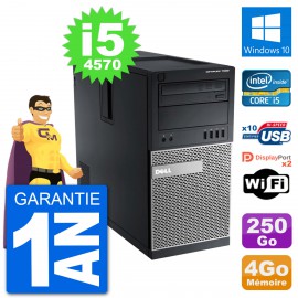 PC Tour Dell 7020 Intel Core i5-4570 RAM 4Go Disque Dur 250Go Windows 10 Wifi