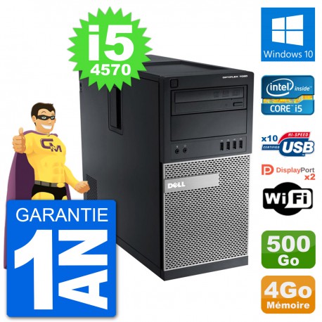 PC Tour Dell 7020 Intel Core i5-4570 RAM 4Go Disque Dur 500Go Windows 10 Wifi