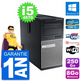 PC Tour Dell 7020 Intel Core i5-4570 RAM 8Go Disque Dur 250Go Windows 10 Wifi