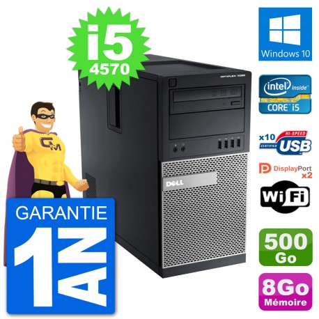 PC Tour Dell 7020 Intel Core i5-4570 RAM 8Go Disque Dur 500Go Windows 10 Wifi