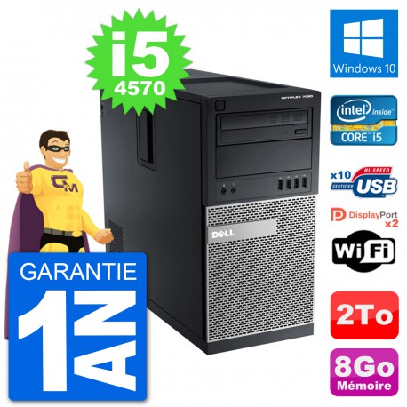 PC Tour Dell 7020 Intel Core i5-4570 RAM 8Go Disque Dur 2To Windows 10 Wifi