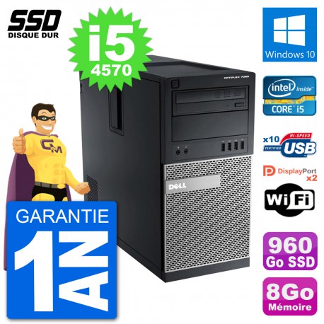 PC Tour Dell 7020 Intel Core i5-4570 RAM 8Go SSD 960Go Windows 10 Wifi