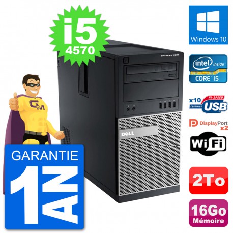 PC Tour Dell 7020 Intel Core i5-4570 RAM 16Go Disque Dur 2To Windows 10 Wifi