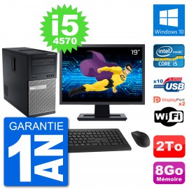 PC Tour Dell 7020 Ecran 19" Intel i5-4570 RAM 8Go Disque 2To Windows 10 Wifi