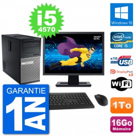 PC Tour Dell 7020 Ecran 22" Intel i5-4570 RAM 16Go Disque 1To Windows 10 Wifi