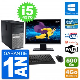 PC Tour Dell 7020 Ecran 27" Intel i5-4570 RAM 4Go Disque 500Go Windows 10 Wifi