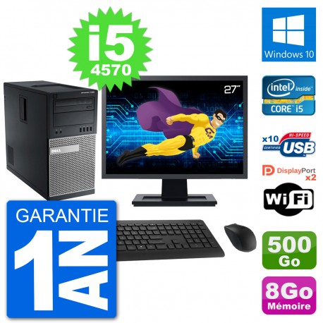 PC Tour Dell 7020 Ecran 27" Intel i5-4570 RAM 8Go Disque 500Go Windows 10 Wifi