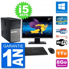PC Tour Dell 7020 Ecran 27" Intel i5-4570 RAM 8Go Disque 1To Windows 10 Wifi