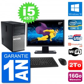 PC Tour Dell 7020 Ecran 27" Intel i5-4570 RAM 16Go Disque 2To Windows 10 Wifi