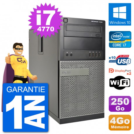PC Tour Dell 7020 Intel Core i7-4770 RAM 4Go Disque Dur 250Go Windows 10 Wifi
