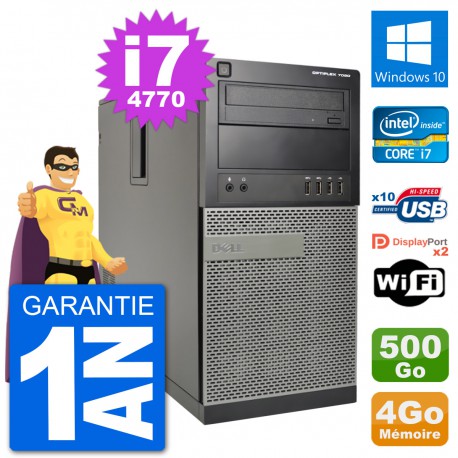 PC Tour Dell 7020 Intel Core i7-4770 RAM 4Go Disque Dur 500Go Windows 10 Wifi