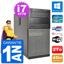 PC Tour Dell 7020 Intel Core i7-4770 RAM 4Go Disque Dur 2To Windows 10 Wifi