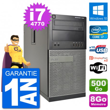 PC Tour Dell 7020 Intel Core i7-4770 RAM 8Go Disque Dur 500Go Windows 10 Wifi