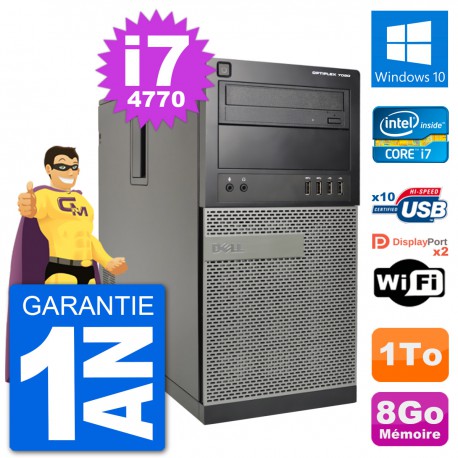 PC Tour Dell 7020 Intel Core i7-4770 RAM 8Go Disque Dur 1To Windows 10 Wifi