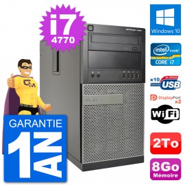 PC Tour Dell 7020 Intel Core i7-4770 RAM 8Go Disque Dur 2To Windows 10 Wifi