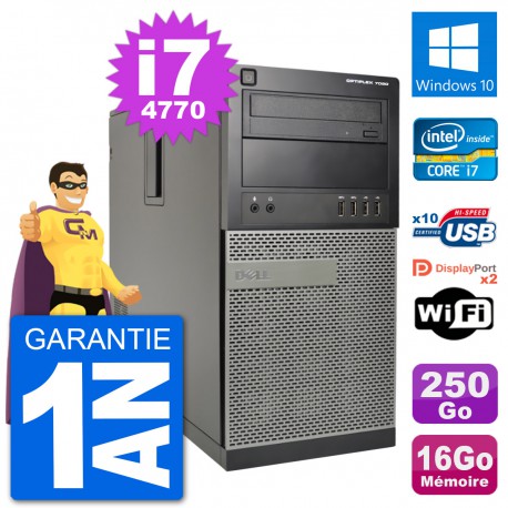 PC Tour Dell 7020 Intel Core i7-4770 RAM 16Go Disque Dur 250Go Windows 10 Wifi