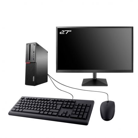 PC Lenovo ThinkCentre M700 SFF Ecran 27" Intel I3-6100 RAM 8Go SSD 250Go Wifi W11