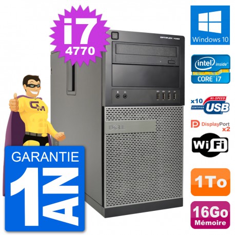 PC Tour Dell 7020 Intel Core i7-4770 RAM 16Go Disque Dur 1To Windows 10 Wifi