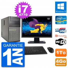 PC Tour Dell 7020 Ecran 19" Intel i7-4770 RAM 4Go Disque 1To Windows 10 Wifi