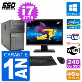 PC Tour Dell 7020 Ecran 27" Intel Core i7-4770 RAM 4Go SSD 240Go Windows 10 Wifi