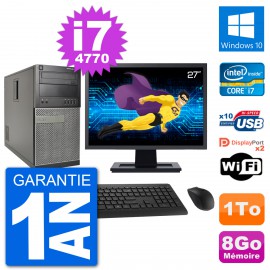PC Tour Dell 7020 Ecran 27" Intel i7-4770 RAM 8Go Disque 1To Windows 10 Wifi