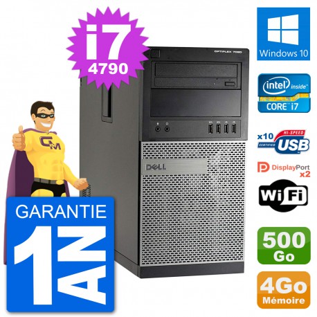 PC Tour Dell 7020 Intel Core i7-4790 RAM 4Go Disque Dur 500Go Windows 10 Wifi