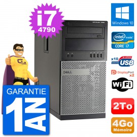 PC Tour Dell 7020 Intel Core i7-4790 RAM 4Go Disque Dur 2To Windows 10 Wifi