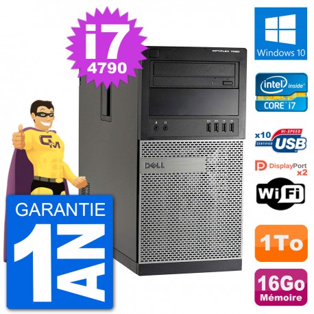 PC Tour Dell 7020 Intel Core i7-4790 RAM 16Go Disque Dur 1To Windows 10 Wifi