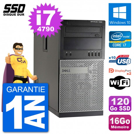 PC Tour Dell 7020 Intel Core i7-4790 RAM 16Go SSD 120Go Windows 10 Wifi