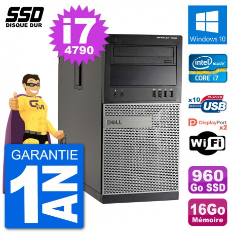 PC Tour Dell 7020 Intel Core i7-4790 RAM 16Go SSD 960Go Windows 10 Wifi